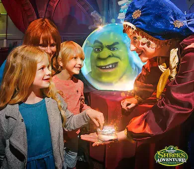Immersive fairytale interactive experience for children at Shrek’s Adventure London attraction.